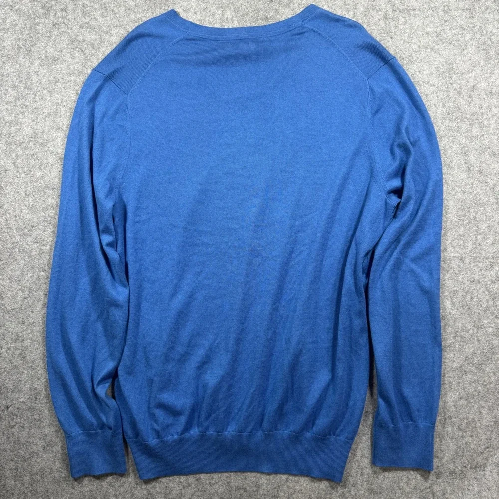 Banana Republic Luxury Blend V-Neck Sweater XL Blue Silk Cotton Cashmere